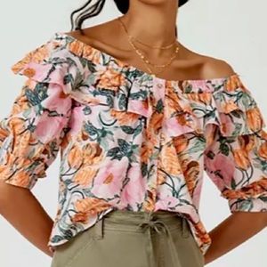 Anthropologie X Cecila Pettersson Floral Pink Spring Blouse